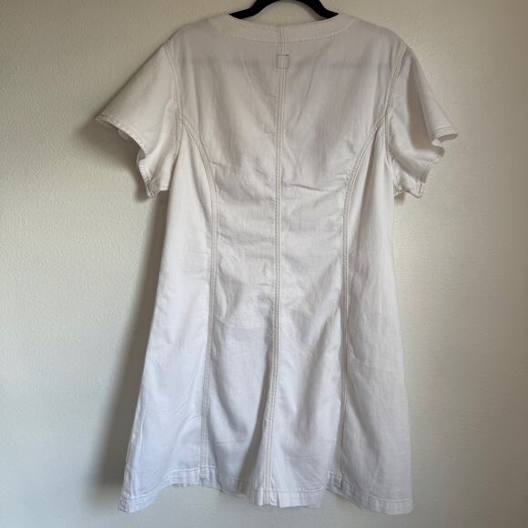GAP Flutter Sleeve Button Down Mini Denim Dress in White Large - Picture 4 of 9
